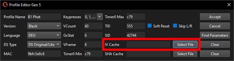 Profile Editor no Cache